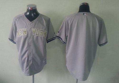 Yankees Blank Grey USMC Cool Base Stitched MLB Jersey - Click Image to Close